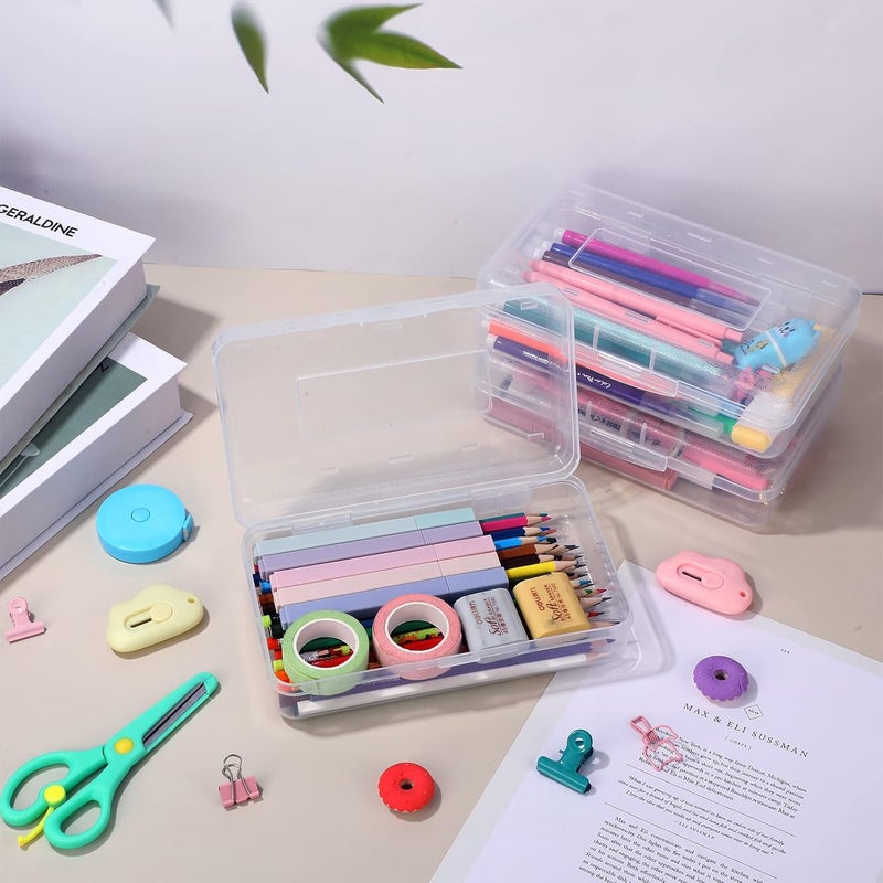 Leelosp 12 Pack Plastic Pencil Box Bulk Clear Pencil Case with Lid Snap Closure Hard Large Capacity School Storage Organizer Box Pencil Holder for Kid Student - Image 4