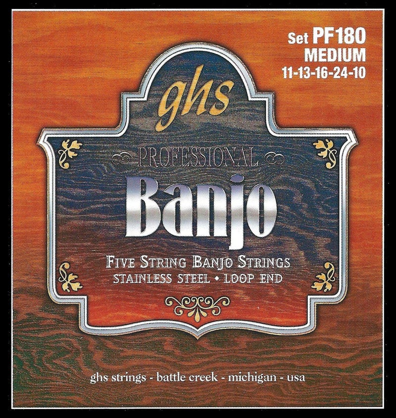 GHS Strings مجموعة أوتار بانجو GHS ستينغز الاحترافية من الفولاذ المقاوم للصدأ PF180 متوسطة - Image 1