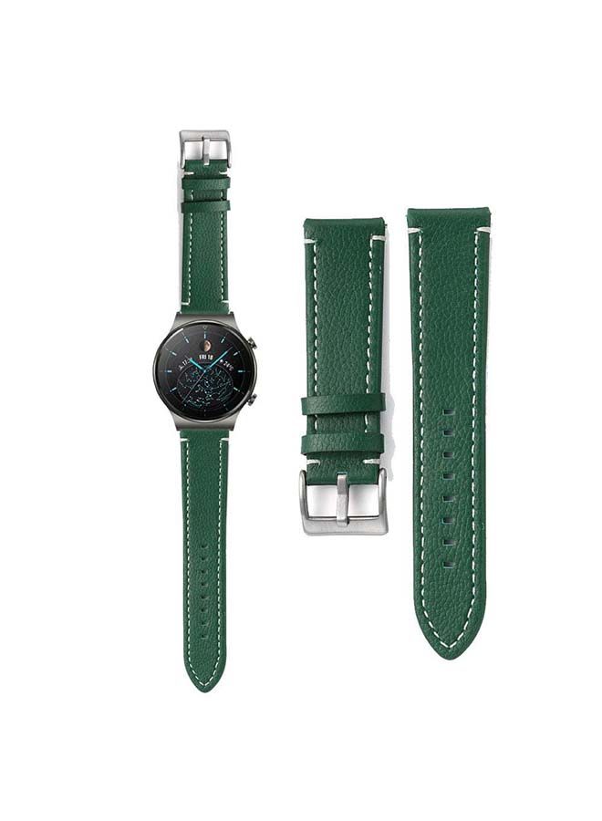 NIBEMINENT Genuine Leather Replacement Band For Huawei Watch GT2 Pro 22mm Green - Image 1
