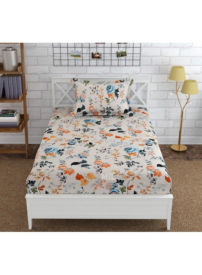 Subtlespreads Premium Cotton Feel Brushed Microfiber Elastic Fitted Bedsheets Single Size with 1 Pillow Cover (Single 36x78, Colored Flowers) - Image 1