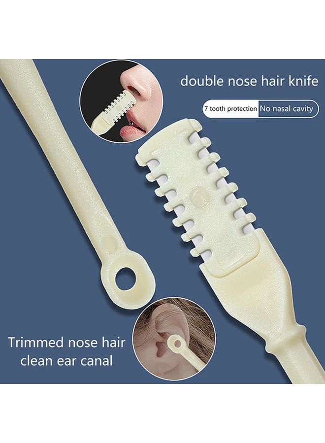 2pcs Stainless Steel Dual Head Nose Ear Hair Trimmer Set Washable No Battery Needed - Image 1