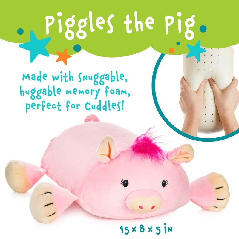 MEMORY MATES MEMORY MATES Piggles The Pig Memory Foam Pillow Plush 15  Stuffed Animal  - Image 2