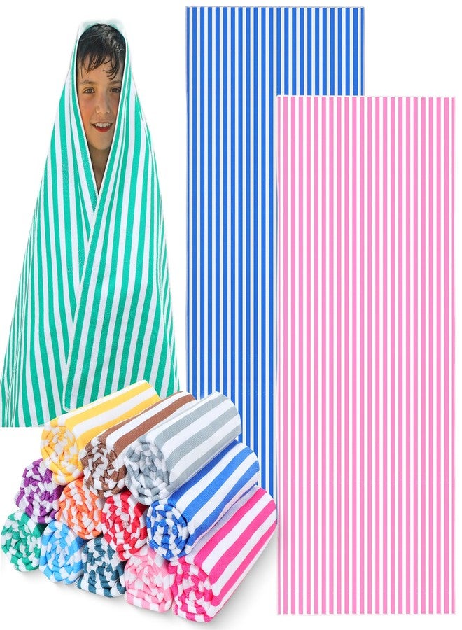 Mindsoft 12 Pack Microfiber Beach Towel Bulk Pool Towel 27.5 x 59'' Large Striped Highly Absorbent Quick Dry Soft Swim Travel Towel Bath Towel Set Cute Summer Pool Party Favor for Kid Adult, 12 Colors - Image 1