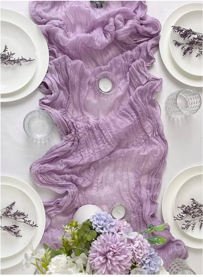 Risen Translucent Table Runner Chessian Tablecloth for Wedding Reception Bridal Shower Party Decoration Table Centerpiece 90*300cm （Purple） - Image 2