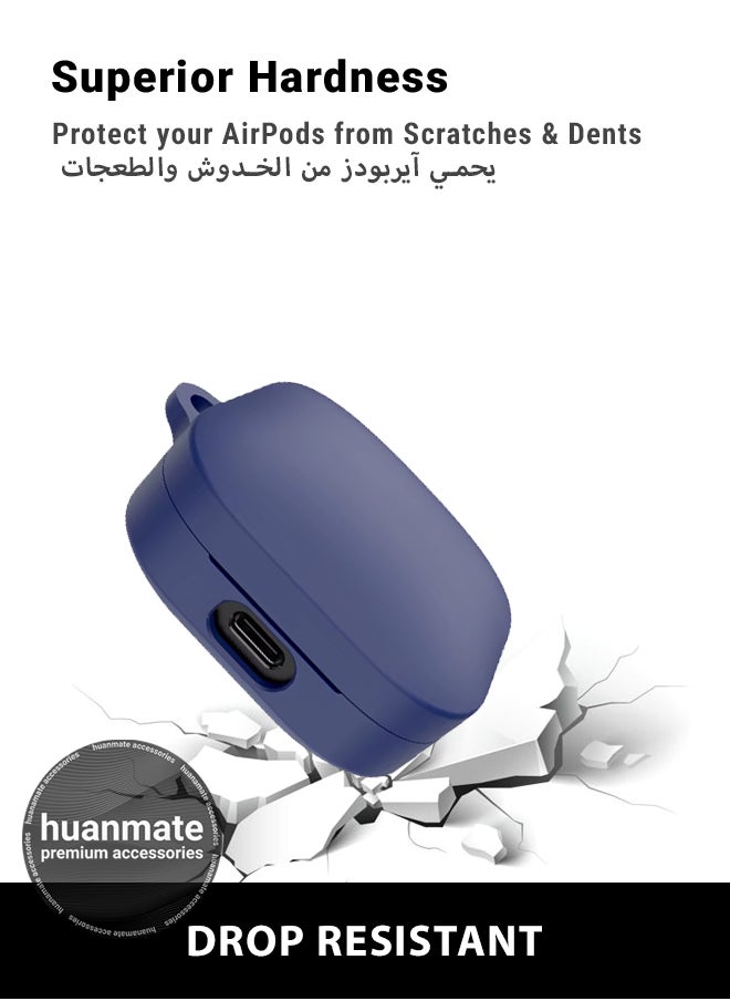 huanmate - Xiaomi Redmi Buds 6 Active Silicone Case Cover - Dark Blue - Made with Soft Silicone, Lightweight & Durable - Stylish Design, Accurate Cut-outs, Easy Installation & Removal - Image 1