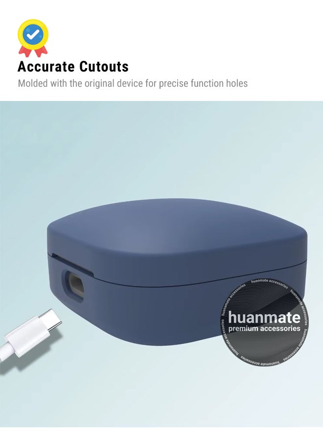 huanmate - Xiaomi Redmi Buds 6 Active Silicone Case Cover - Dark Blue - Made with Soft Silicone, Lightweight & Durable - Stylish Design, Accurate Cut-outs, Easy Installation & Removal - Image 1