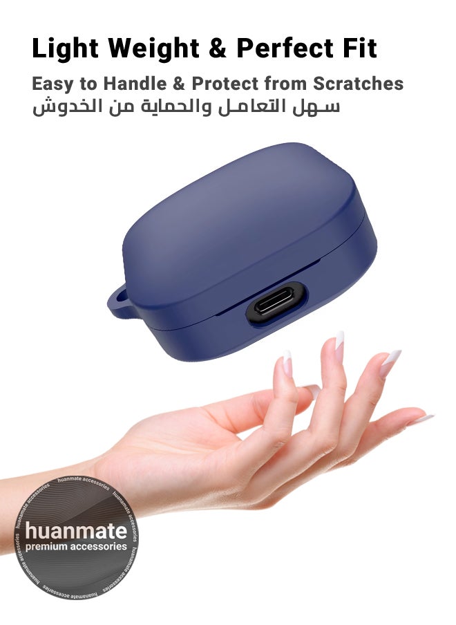 huanmate - Xiaomi Redmi Buds 6 Active Silicone Case Cover - Dark Blue - Made with Soft Silicone, Lightweight & Durable - Stylish Design, Accurate Cut-outs, Easy Installation & Removal - Image 1