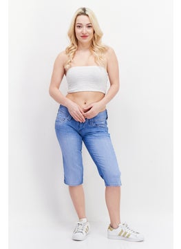 Pepe Jeans Women Regular Fit Solid Denim Short, Wash Blue  - Image 3