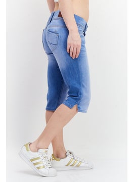 Pepe Jeans Women Regular Fit Solid Denim Short, Wash Blue  - Image 4