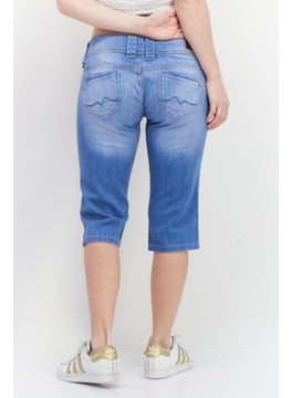 Pepe Jeans Women Regular Fit Solid Denim Short, Wash Blue  - Image 2