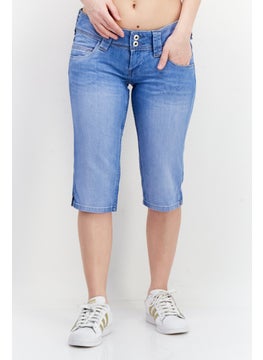 Pepe Jeans Women Regular Fit Solid Denim Short, Wash Blue  - Image 1
