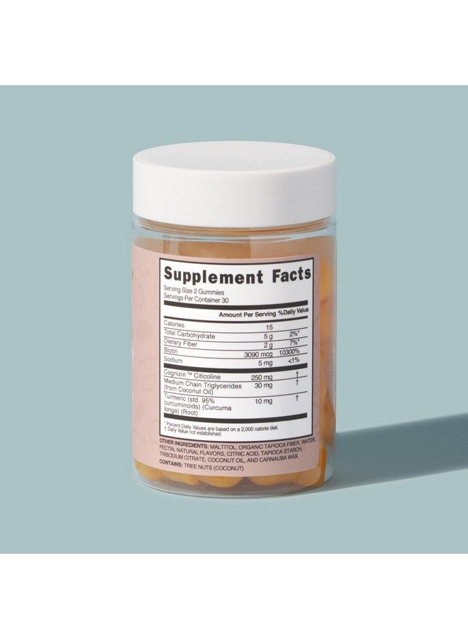 MAKE TIME Brain & Beauty Gummies - Cognitive Support with Cognizin Citicoline & Biotin for Focus, Clarity, & Radiant Hair, Skin & Nails - Sugar-Free, Delicious Blueberry Flavor (60 Gummies) - Image 2