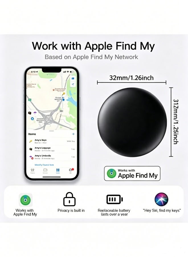 SIGood Bluetooth Smart Tracker Tag with Silicone Case, Compatible with Apple Find My App for iOS Only, Anti-Lost Item Finder Locator for Keys, Luggage, Bags, Pet Collars and Vehicles, Black, 2 Pack - Image 3