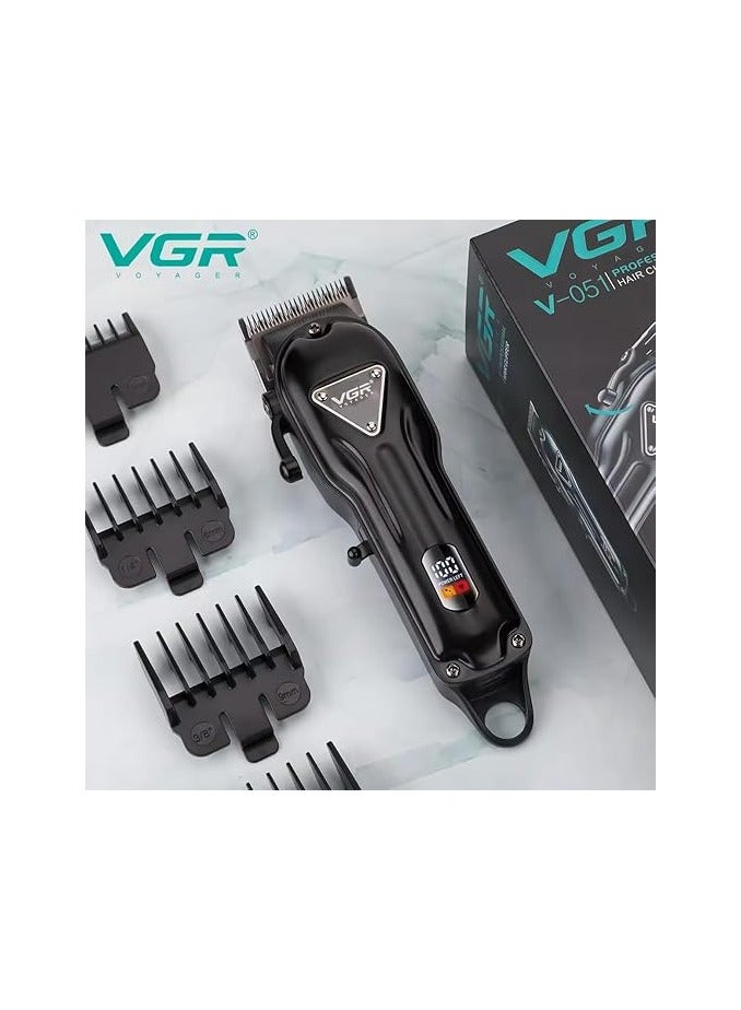 VGR V-051 Professional Hair Clipper, Salon Trimmer for men, Digital Display, Ceramic & Powder Metallurgic Blades, 2500mAh Lithium Battery, 300 minutes Runtime, 4 Guide Combs (Black) Black - Image 2