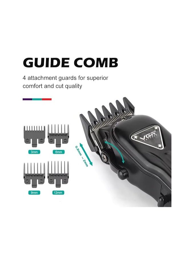 VGR V-051 Professional Hair Clipper, Salon Trimmer for men, Digital Display, Ceramic & Powder Metallurgic Blades, 2500mAh Lithium Battery, 300 minutes Runtime, 4 Guide Combs (Black) Black - Image 5