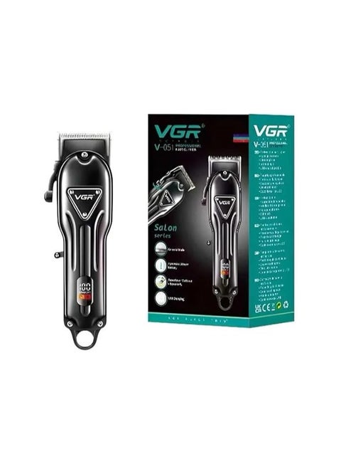VGR V-051 Professional Hair Clipper, Salon Trimmer for men, Digital Display, Ceramic & Powder Metallurgic Blades, 2500mAh Lithium Battery, 300 minutes Runtime, 4 Guide Combs (Black) Black