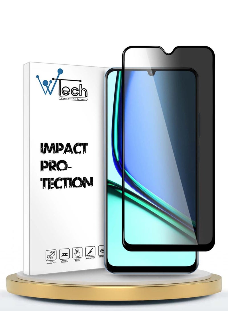 دبليو تيك Realme Note 60 4G 2024 Premium E2E Series Privacy غطاء كامل واقٍ للشاشة من الزجاج المقوى - شفاف/أسود - Image 1