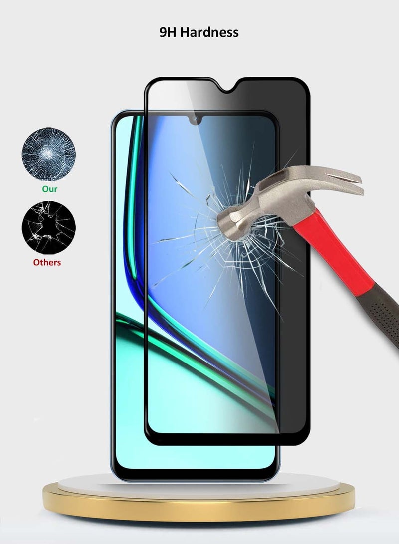 دبليو تيك Realme Note 60 4G 2024 Premium E2E Series Privacy غطاء كامل واقٍ للشاشة من الزجاج المقوى - شفاف/أسود - Image 3