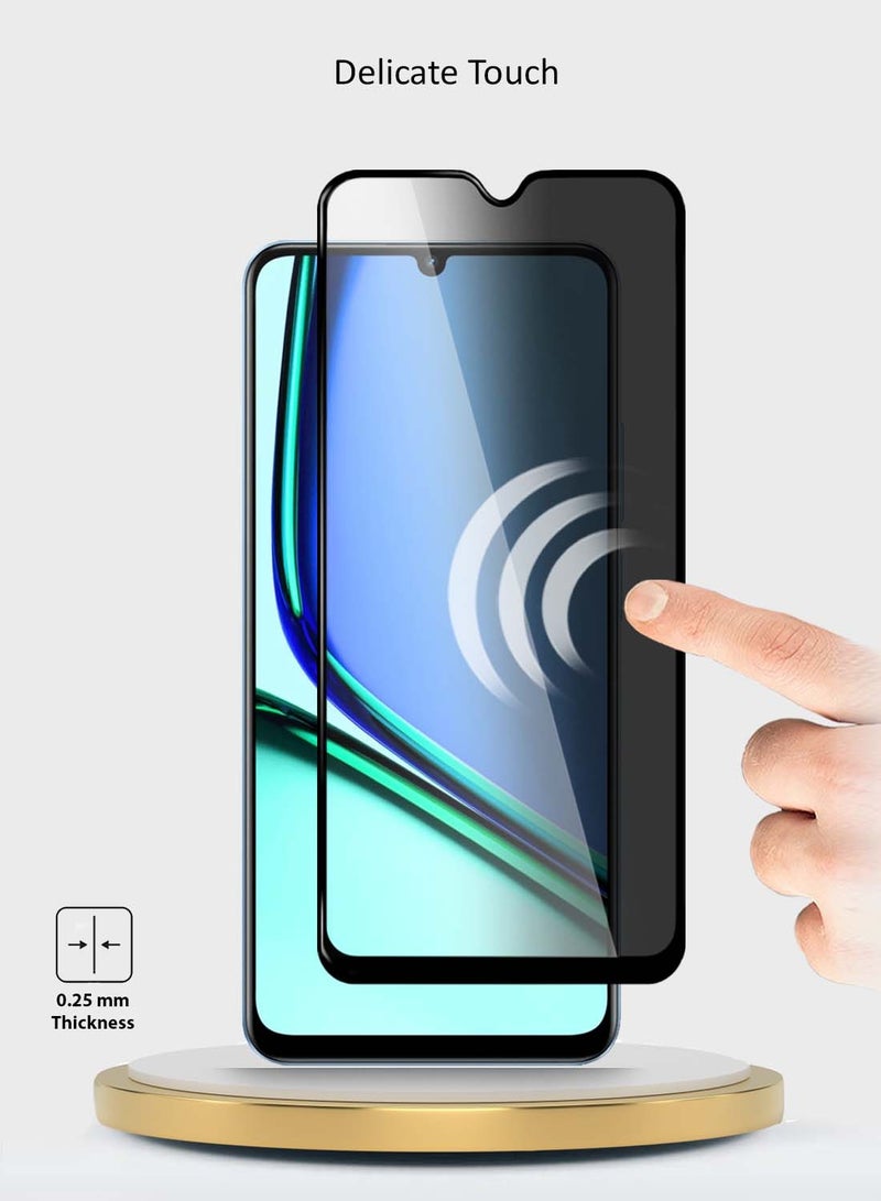 دبليو تيك Realme Note 60 4G 2024 Premium E2E Series Privacy غطاء كامل واقٍ للشاشة من الزجاج المقوى - شفاف/أسود - Image 4