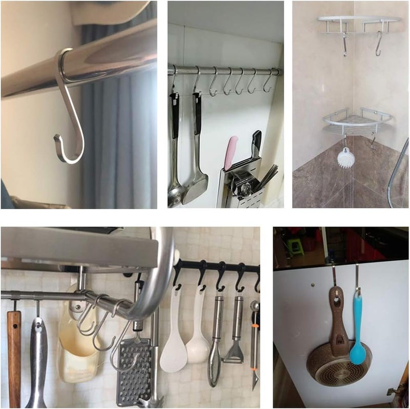 SeeRaphee Heavy Duty 304 Stainless Steel S Shaped Metal Hanging Hooks for Hanging, Metal Kitchen Pot Pan Hanger Storage Rack Closet S Type Hooks(10PCS) - Image 5
