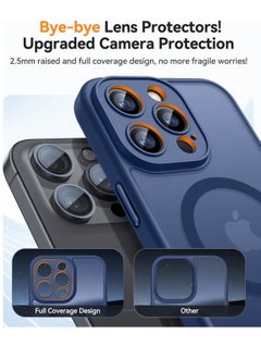 ESCASE Magnetic Cover for iPhone 14 Pro Max 6.7 Inch, MagSafe Compatible, Full Camera Protection, Translucent Matte Slim Protective Shockproof Case, Blue  - Image 3