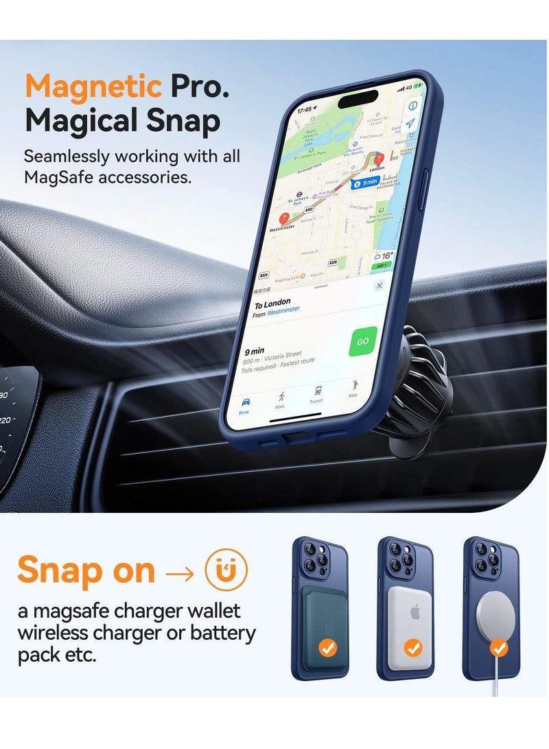 ESCASE Magnetic Cover for iPhone 14 Pro Max 6.7 Inch, MagSafe Compatible, Full Camera Protection, Translucent Matte Slim Protective Shockproof Case, Blue - Image 4