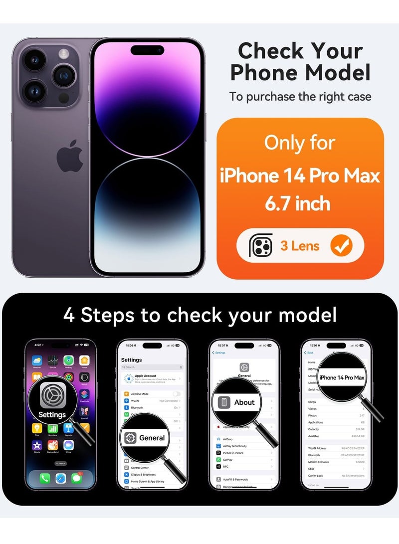 ESCASE Magnetic Cover for iPhone 14 Pro Max 6.7 Inch, MagSafe Compatible, Full Camera Protection, Translucent Matte Slim Protective Shockproof Case, Blue - Image 2