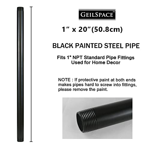 GeilSpace 1" × 20" Pre-Cut Black Metal Pipe, Industrial Steel Fits Standard One Inch Black Threaded Pipes and Fittings - Vintage DIY Industrial Shelving (1" × 20") - Image 2