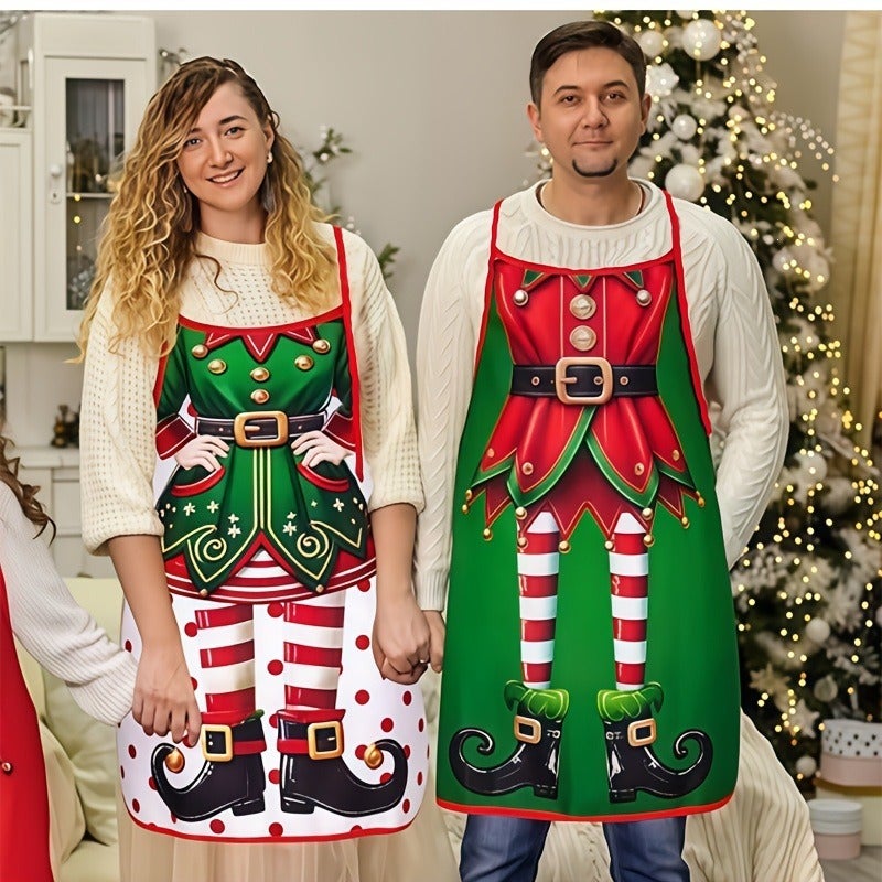 XC Christmas Creative Funny Apron Set - Waterproof & Oil-Resistant Gift for Holiday Decor - Image 2