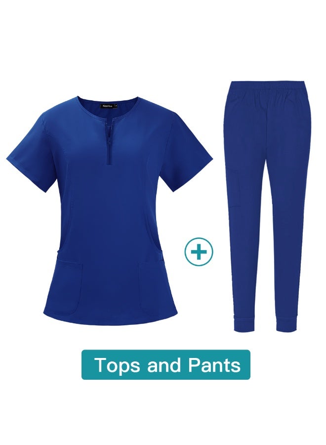 NIBEMINENT Elastic Quick Drying Hospital Nurse's Oral And Dental Doctor's Surgical Clothing, Women's Split Hand Washing Suit Set - Image 1