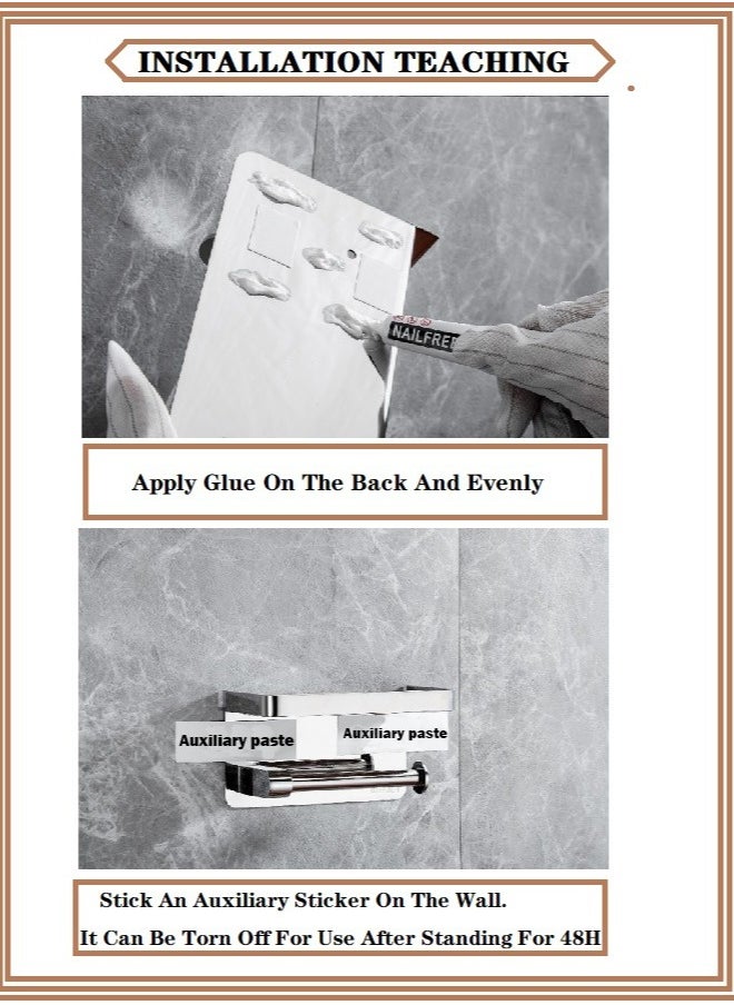Generic Stainless Steel Toilet Paper Holder Toilet Mobile Phone Holder Black With Cover  - Image 3