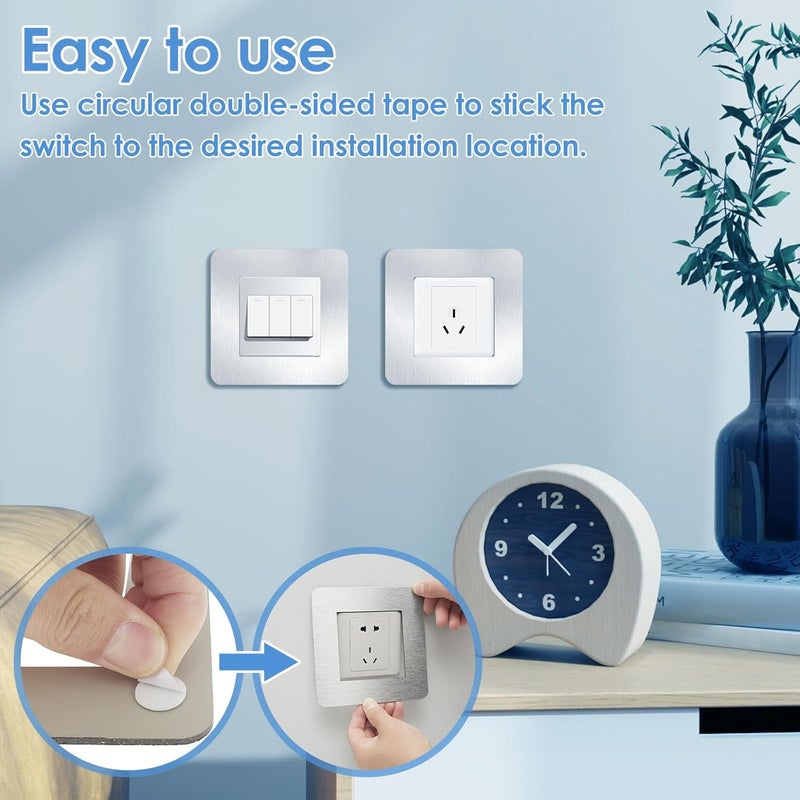 windforgecraft 10Pcs Light Switch Cover Plates, Universal Light Switch Stickers Single Light Switch Cover Sticker Silver Light Switch Surround Cover Wall Socket Stickers with 40 Adhesive for Home Decoration - Image 4