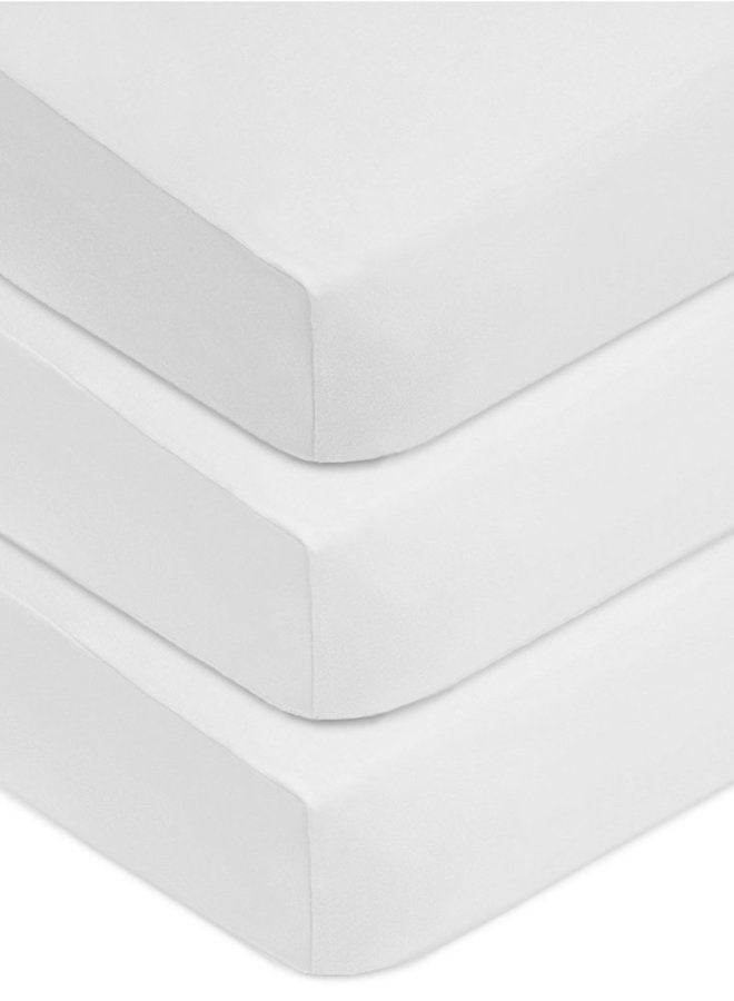 American Baby Company 3 Pack Fitted Crib Sheets 28" x 52", Soft Breathable Neutral 100% Cotton Jersey Sheet, White, for Boys and Girls, Fits Crib and Toddler Bed mattresses  - Image 1