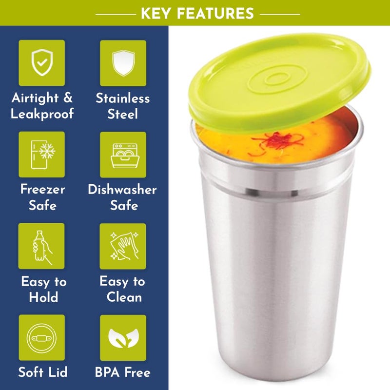 Magnus Easy Lock Tumbler with Lid | 350 ml | Stainless Steel Water Bottle | 100% Spill-Proof & Airtight | Suitable for Adults, Kids, and Toddlers | Portable Kitchen Set (Pack of 2, Silver) - Image 4