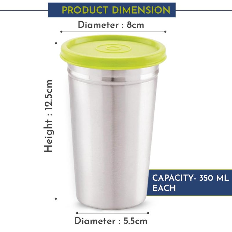 Magnus Easy Lock Tumbler with Lid | 350 ml | Stainless Steel Water Bottle | 100% Spill-Proof & Airtight | Suitable for Adults, Kids, and Toddlers | Portable Kitchen Set (Pack of 2, Silver) - Image 3