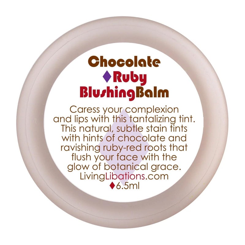 LIVING LIBATIONS - Organic Chocolate Ruby Blushing Balm | Natural, Wildcrafted Clean Beauty (.22 oz | 6.5 ml) - Image 2