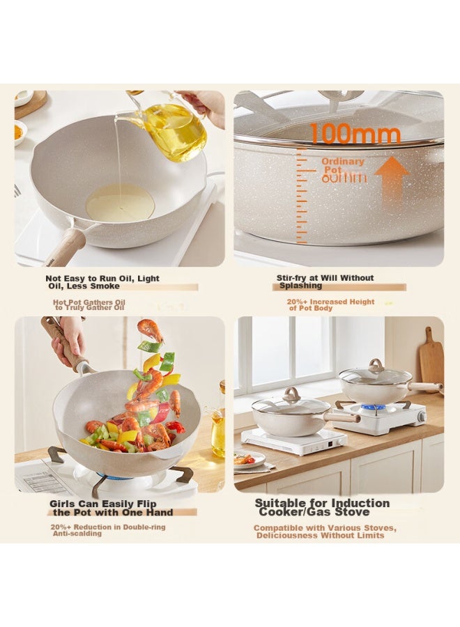 Joyoung Titanium Non-stick Wok, Maifanshi Color, Suitable For All Stoves, 30cm C530 - Image 2