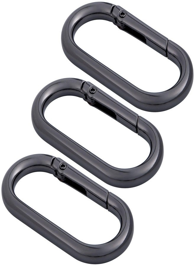 STSTR 3 PCS Oval Spring Ring Clips, Metal Keyring Purse Clip, Heavy Duty Opening O Ring Carabiner for Keychains, Buckle Clasp for Backpacks, Purse, Keys, Bag Strap (1.97 × 0.94 Inch), Black, 1.5 inch - Image 1