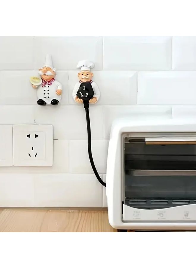 Footrest Color Cartoon Chef Wall Mounted Power Cord Holder Durable Plug Hook Kitchen Home Decor - Image 5