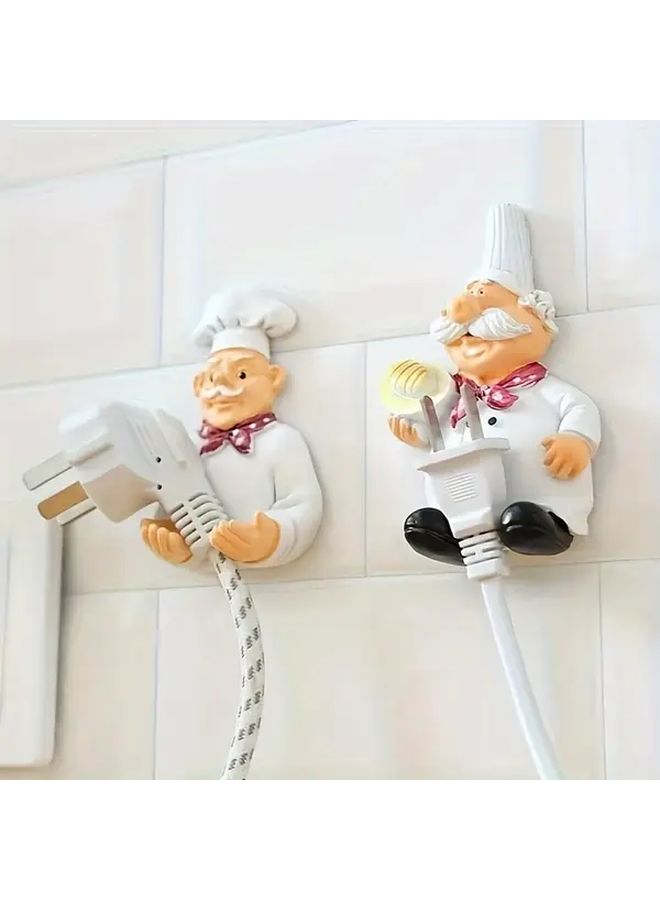 Footrest Color Cartoon Chef Wall Mounted Power Cord Holder Durable Plug Hook Kitchen Home Decor - Image 1
