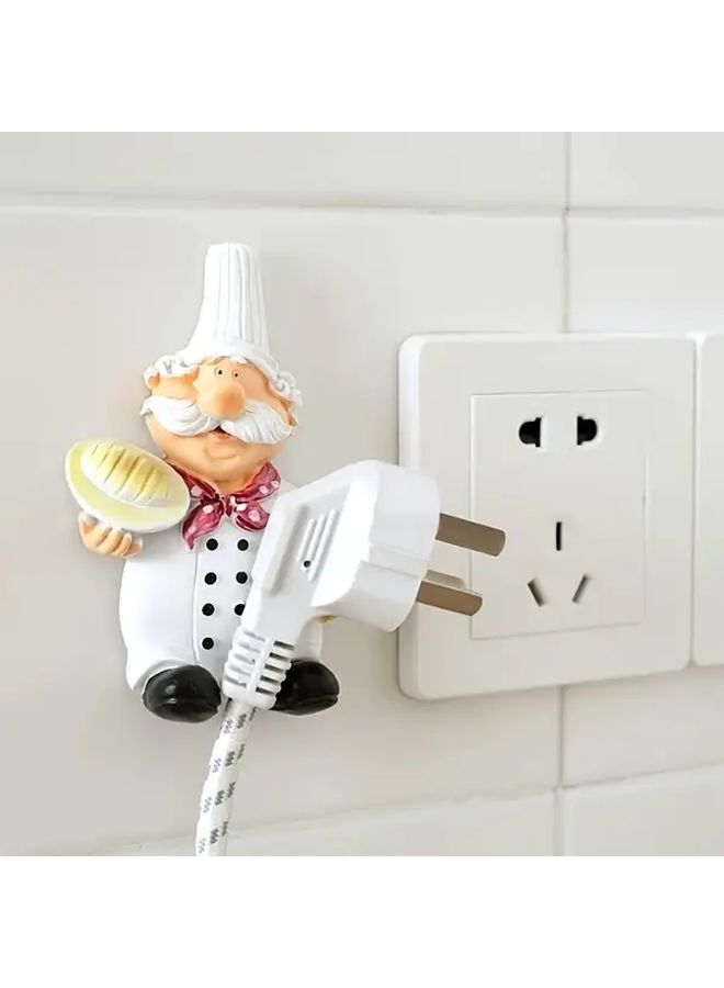 Footrest Color Cartoon Chef Wall Mounted Power Cord Holder Durable Plug Hook Kitchen Home Decor - Image 3