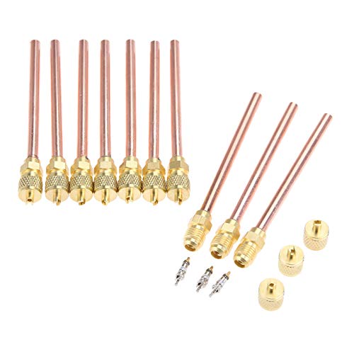 gohantee صمامات خدمة/وصول 10 قطع 1/4'' SAE × 1/4'' OD × 4'' ساق نواة تكييف الهواء - Image 3