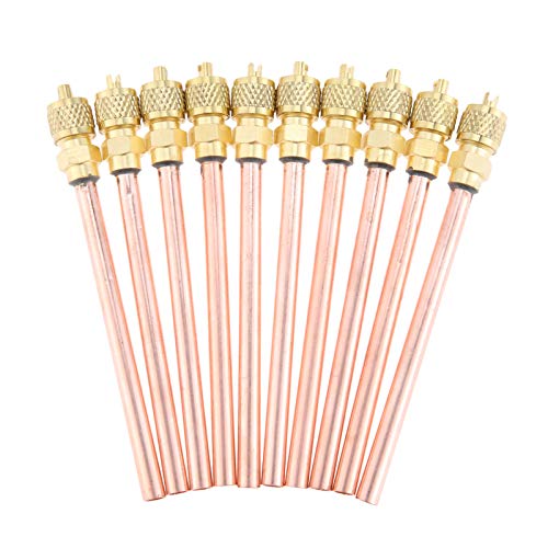 gohantee صمامات خدمة/وصول 10 قطع 1/4'' SAE × 1/4'' OD × 4'' ساق نواة تكييف الهواء - Image 1