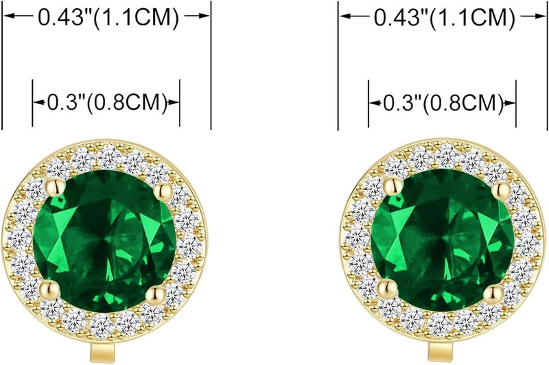 YOQUCOL 8MM Cubic Zirconia Crystal Clip On Stud Earrings Round Non Pierced Earrings for Women - Image 2