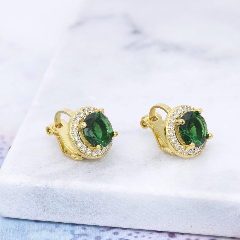 YOQUCOL 8MM Cubic Zirconia Crystal Clip On Stud Earrings Round Non Pierced Earrings for Women - Image 5