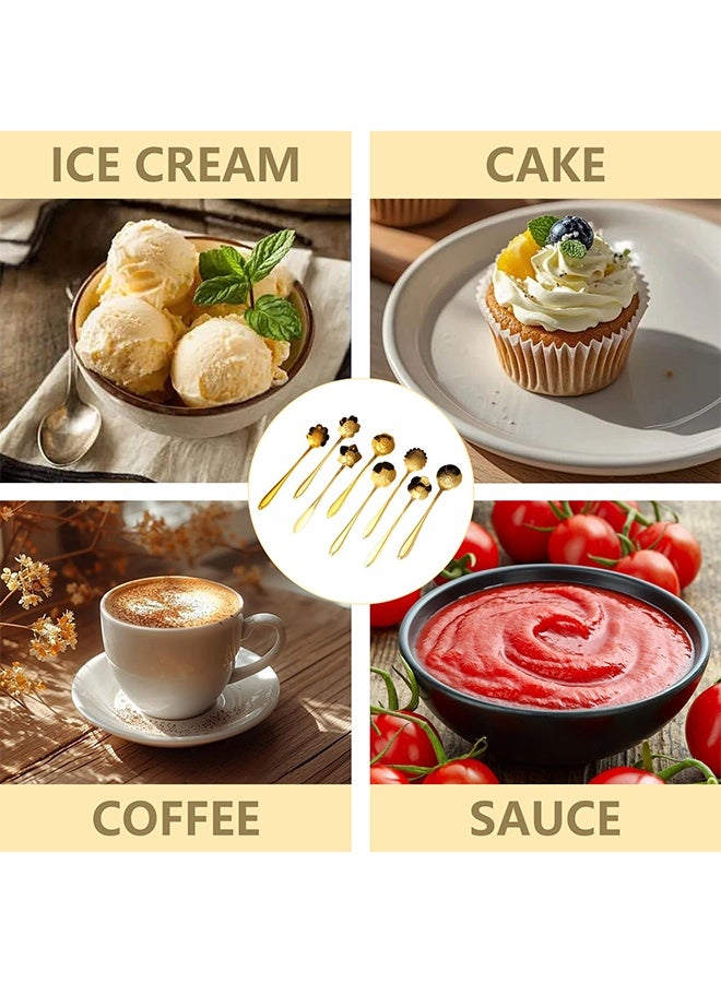 Set of 8 Golden Rose Shaped Stainless Steel Teaspoons, Multi-Purpose Coffee & Dessert Spoons for Home Kitchen, Cafe & Daily Dining Use - Image 5