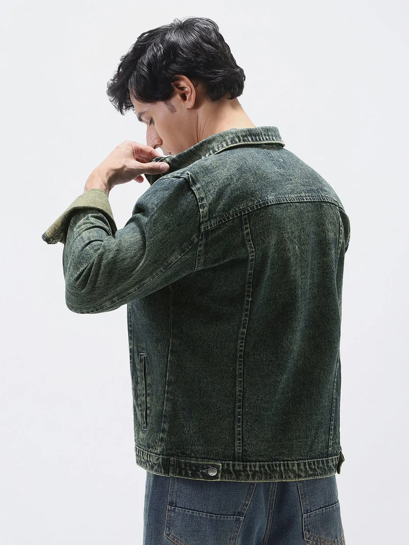 Urbano Fashion  Urbano Fashion Men's Blue Regular Fit Washed Full Sleeve Denim Jacket  | Best Price UAE