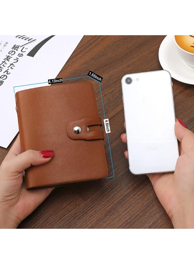 ChicAbode 60 Card Slots Credit Card Holder, Business Card Holder for Women or Men, Leather Credit Cards and Business Cards Organizer, Easy to Carry, for Office, Traveling and Business Trips, Brown - Image 2