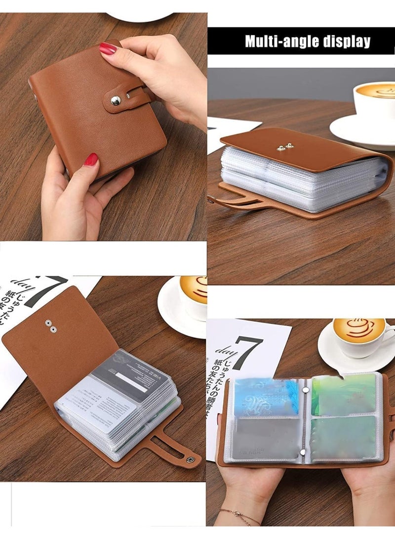 ChicAbode 60 Card Slots Credit Card Holder, Business Card Holder for Women or Men, Leather Credit Cards and Business Cards Organizer, Easy to Carry, for Office, Traveling and Business Trips, Brown - Image 4