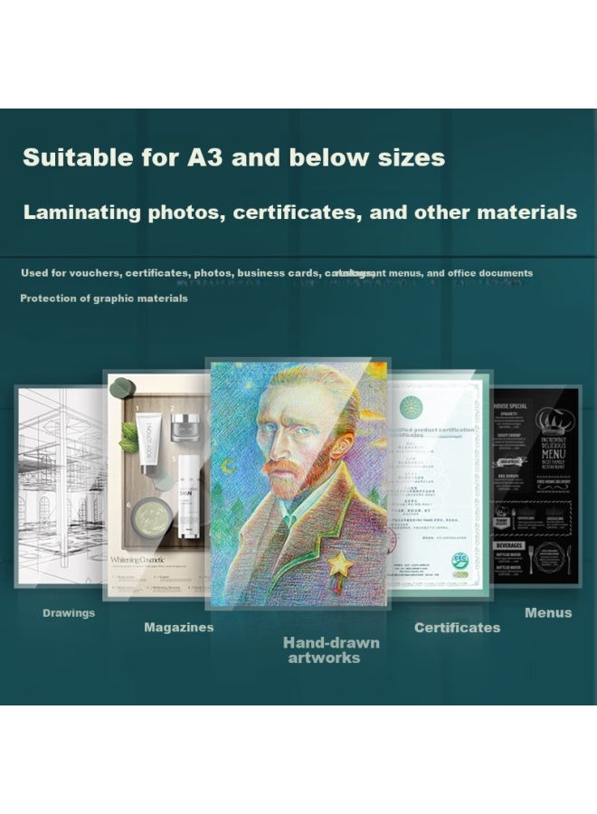 Deli Laminator A3/a4 And Below Laminating Machine Certificate Archive Cover Laminating Machine No Preheating Photo Document Binding Laminator Film Laminating Machine 14372 - Image 2